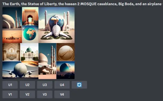 Screenshot von den Funktionen im Discord-Kanal des Midjourney KI Kunst Generator