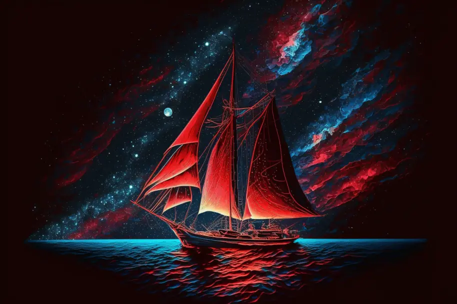 Ein Segelboot auf der Reise symbolisch für den Namen Midjourney
